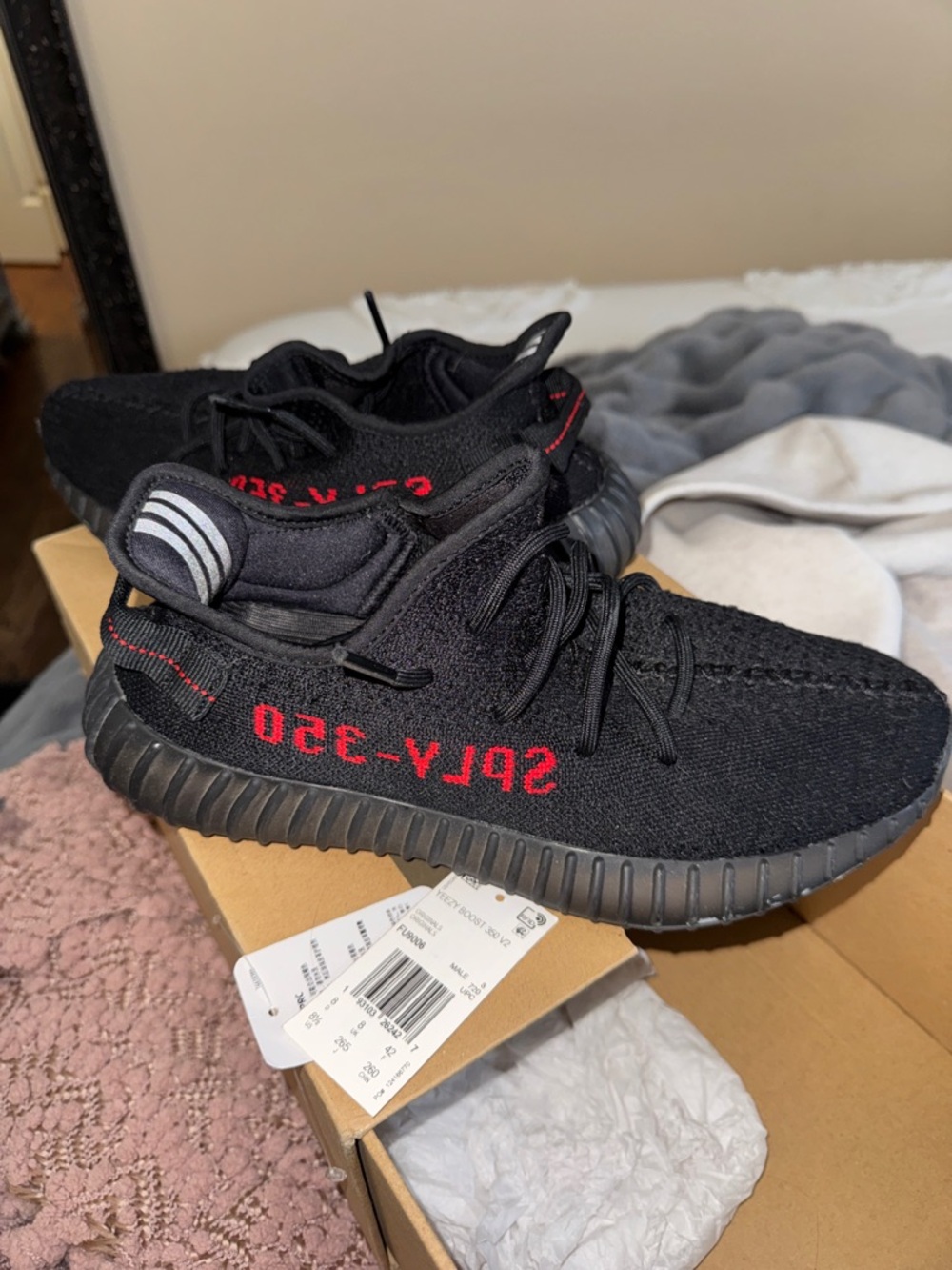 Yeezy Boost 350 V2 Black with Red Stripe